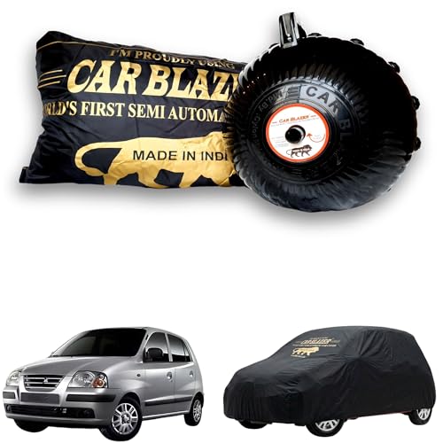 Image of CARBLAZER Portable & Semi-Automatic Full Body Car Covers: Heavy Duty Device| Anti-Theft| Dust & Scratch Proof | Water & Wind Resistant|Custom Fit| Dual-Side Cover, Compatible for Hyundai Santro Xing
