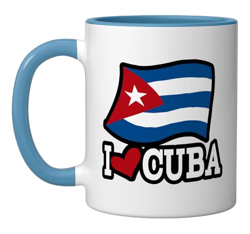 Taza de cerámica diseño bandera Cuba azul y blanca miniatura 1