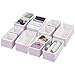 mDesign Juego de 12 Cajas organizadoras – Cestas de Tela de Diferentes tamaños para cajones – Organizadores para armarios para Guardar Calcetines, Ropa Interior y más – Lila/Blanco