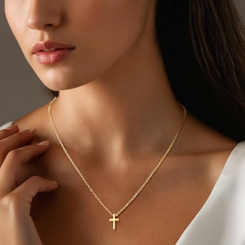 Cross Necklace, Layered Initial Necklaces for Women,Dainty 18K Real Gold Plated Heart Initial Necklace, Personalized Gifts for Women Teen Jewelry3