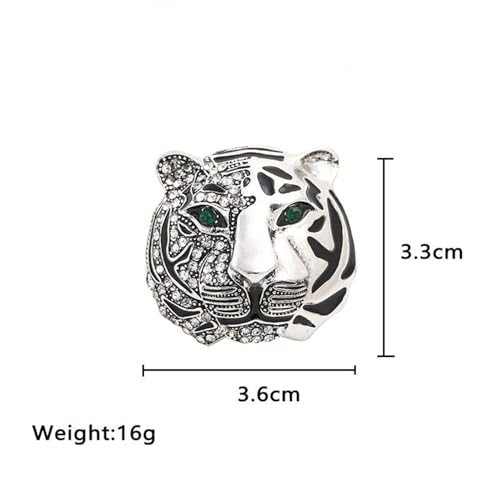 Image of WCRAZYE Rhinestone Tiger Head Brooch Pins for Men Women Dainty Gold Silver Vintage Animal Lapel Suit Pin,Punk Crysta Charm Tiger Head Badge Coat Collar Brooch for Girls