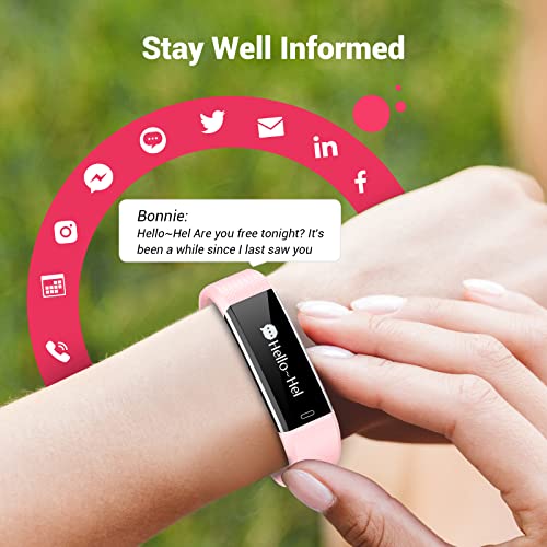 Runlio Fitness Tracker with Sleep Monitor, Activity Tracker with Step and Calories Counter, IP67 Waterproof Fitness Watch with Pedometer Stopwatch for Women Men, Pink - 2