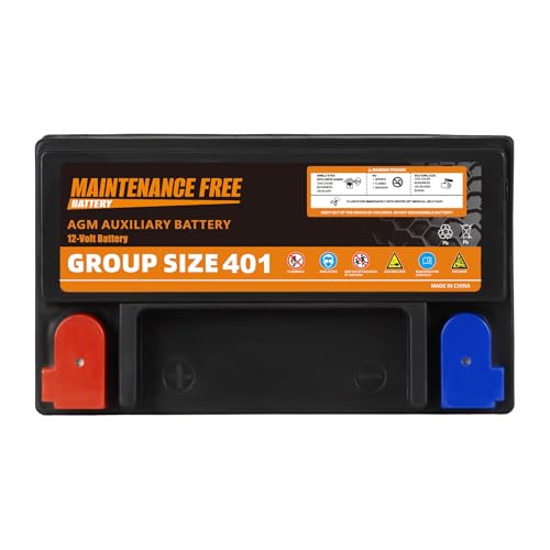 Image of AUX12 Auxiliary Battery, BCI Group 401 AGM Battery, 180CCA, 14RC,12V 12Ah Maintenance Free 36 Months Warranty