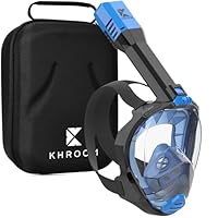 Khroom Snorkelmasker Volwassenen Volledige Masker | Onze BESTE CO2-veilige Opvouwbare Snorkel Duikmasker Seaview Pro voor Snorkelen | Volledige Gezichtsmasker met Camerapositie (L/XL, zwart Case