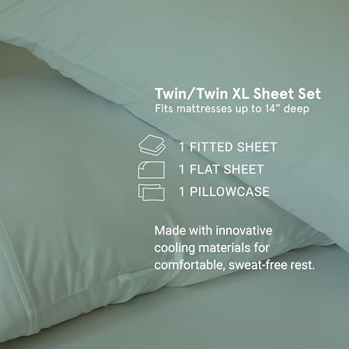 Image of SHEEX - Original Performance Sheets Set (Twin /Twin XL) Bright White - Cooling Sheets - Moisture Wicking - 1 Flat Cooling Sheet, 1 Fitted Cooling Sheet, 1 Pillow Cover - Wrinkle Free - Sleep Aid
