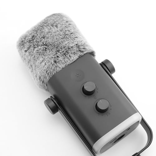 LEFXMOPHY Windscreen for FIFINE AM8 Microphone, Grey Furry Wind Muff Pop Filter by LEFXMOPHY - Image 2