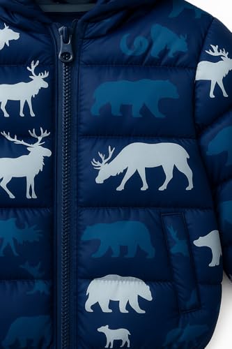 Image of Bold N Elegant Kid's Standard Length Polyester Winter Dinosaur Bomber Jacket Hoodie Puffer Quilted Jacket Coat for Baby Boys and Girls