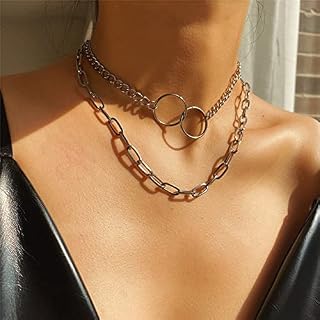 Colar De Corrente Vintage Punk Corrente De Pescoço Feminino Vintage Exagerado Gótico Argola De Metal Colar De Clavícula Jóias
