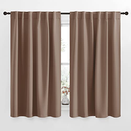 NICETOWN Blackout Curtains and Drapes for Kitchen - (Cappuccino Color) 52 inches Wide by 54 inches Long, 2 Panels Set, Thermal Insulated Blackout Wind