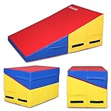 Matladin Gymnastics Mat - Folding Wedge Mat for Kids' Home Training Exercise (Red+Yellow+Blue, 32.7 x 23.6 in)