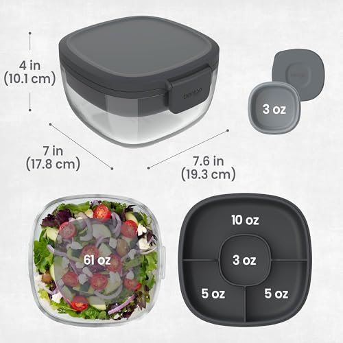 Image of Bentgo Glass Salad Container with Airtight Lid & Leak-Proof Sauce Cup