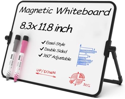 NEWYES A4 Dry Erase White Board with Bracket Erasable Whiteboard with Stand Desk Stable Meeting Notebook for Noting Working Memo Home Business Office Supplies