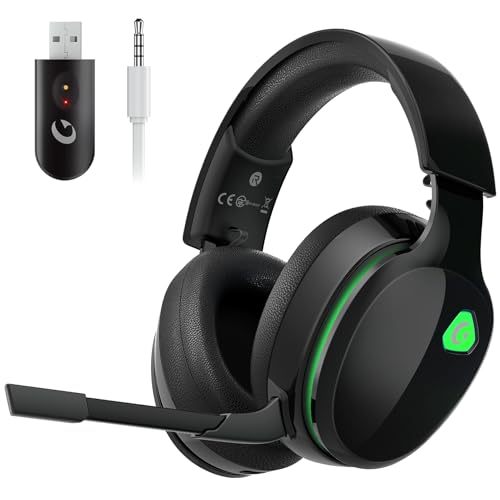 Image of AOC 2.4GHz Wireless Gaming Headset for PS5, PS4 Fortnite & Call of Duty /FPS Gamers, PC, Nintendo Switch, Bluetooth 5.4 Gaming Headphones with Noise Canceling Mic - Blackgreen