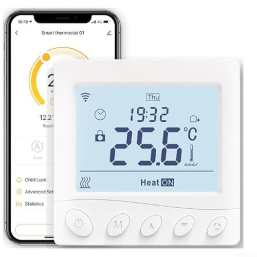 Smarts - Termostato programmabile per riscaldamento a pavimento con touch screen, accesso remoto e monitoraggio per sistema di riscaldamento a pavimento Smart Home (3 riscaldamento 3A)