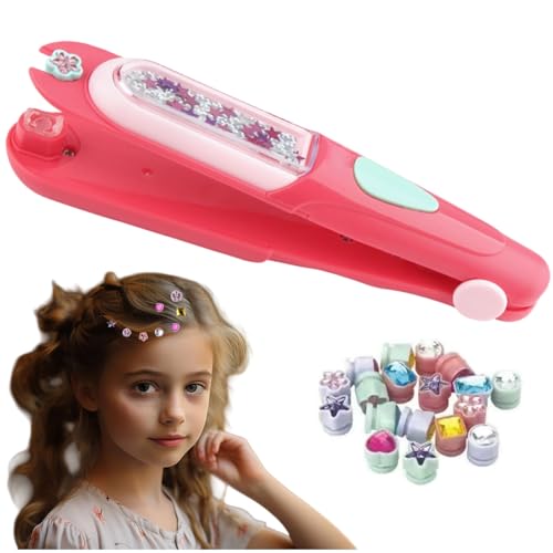 2026 Upgraded Hair Gem Stamper Kit Glitter Bling Gem Stapler Reusable Shining Diamonds Styling Tool for Girls, Women, Birthday Gifts Toys for Girls Ages 3-15，1 Pack (1)
