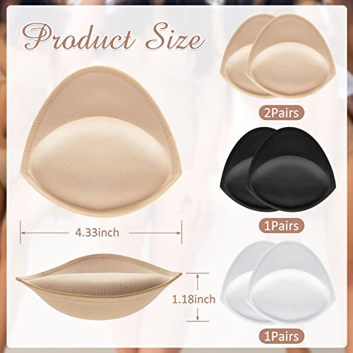 4 Pairs Push Up Bra Inserts Breast Enhancer Cups Bra Pad Inserts Sewn Edges Bra Replacement Pad Sew In Bra Cups Sports (Beige, Black, White) #TOP1