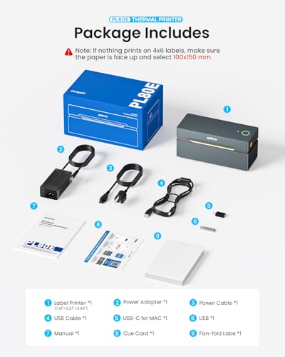 POLONO Bluetooth Etikettendrucker, Etikettiergerät 4x6 DHL labeldrucker, Ettikettendrucķer Label Printer für iOS, Android, Windows und Mac, Kompatibel mit Amazon, Ebay, Shopify, Etsy, USPS (Grau)