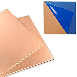2 Pcs 99.9%+ Pure Copper Sheet, 6″ x 6″, 24 Gauge(0.51mm) Thickness, Film Attached Copper Plates