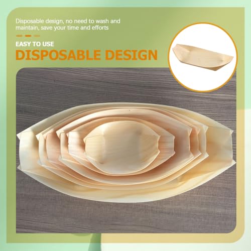 60 platos de madera para sushi en forma de bote miniatura 7