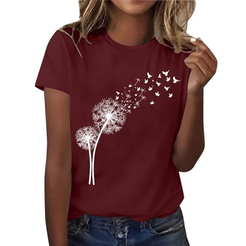 Tshirt Damen Sommer Oberteile Tops Kurzarm Rundhals Basic Lässig Shirt Bedrucken Lassen Schwarz Tee Shirts Damen Tshirt Kurzarm Gr.44-46 Einfach Und Großzügig