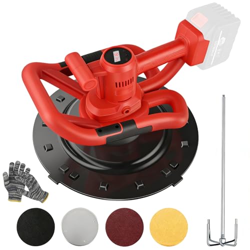 Alisador eléctrico de pared (batería no incluida), mezclador 2 en 1 + máquina alisadora de yeso, máquina de acabado de mortero de pared, 6 velocidades variables, paleta eléctrica para alisar y pulir