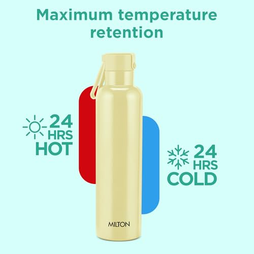 Image of Milton Felice 1000 Thermosteel Water Bottle 880 ml, 24 Hr Hot and Cold I Leak Proof Lid, ISI Certified I Vacuum Insulated I for Office, Gym, School I Ivory