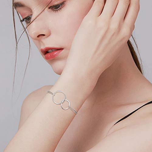 EVER FAITH 925 Sterling Silver Jewelry Gift Two Interlocking Infinity Double Circles Sister Mother Daughter friendship Bracelet2