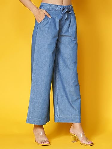 Image of NOVIO Cotton Blend Women Mid Rise Fashion Palazzo for Women