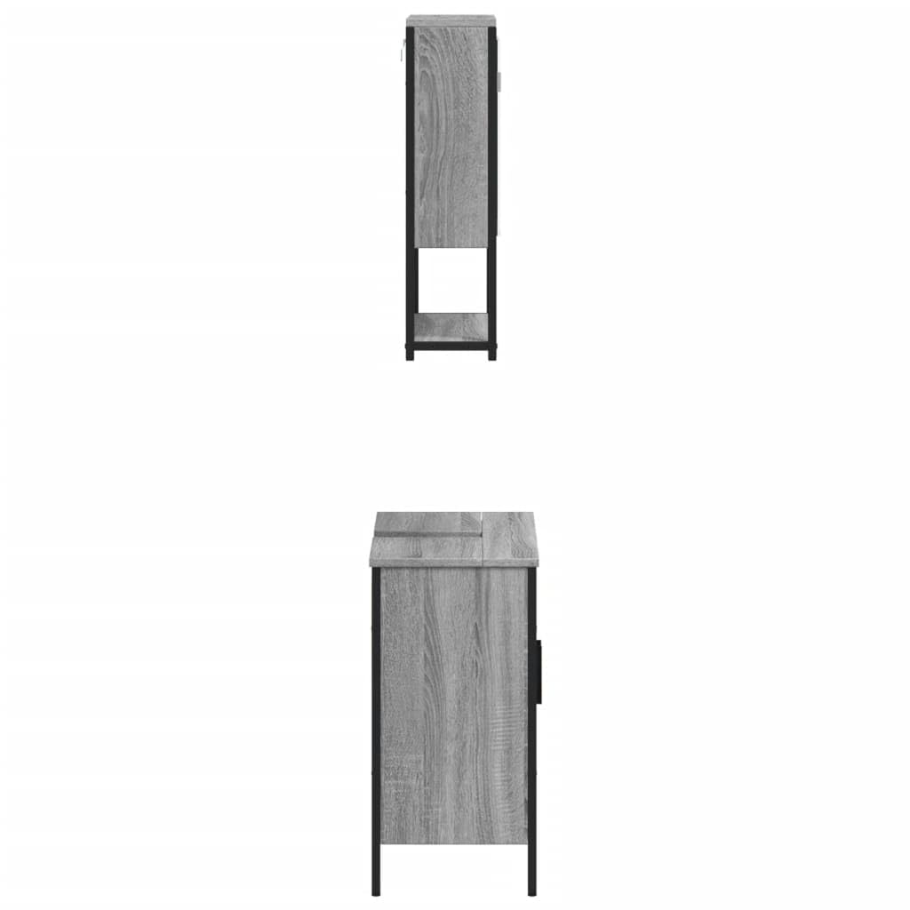 2-częściowy zestaw mebli łazienkowych Sonoma z materiału drewnopochodnego z szafką pod umywalkę i szafką z lustrem, 60 x 30 x 60 cm i 60 x 16 x 60 cm, montaż ścienny dla porządku w pralni