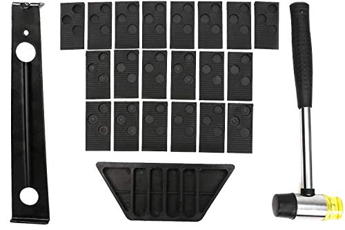 Kit de instalación de suelos de madera laminada con 20 espaciadores, bloque de rosca, barra de tracción y mazo #MDBTZ