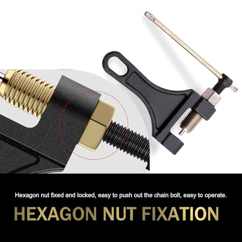 Image of 1 PC Motorcycle Chain Breaker, #420-530 Chain Breaker Tool, Waterproof Durable Metal Chain Link Removal Tool, Compatible with ATV Quad Go Kart Scooter Tractor Motorcycle (Black)