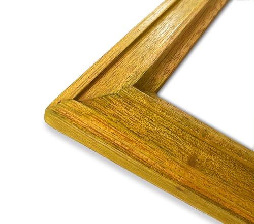 Image of A4 Size Wooden Photo Frame for Wall Decoration, Yellow Photo Frame with Mat, A4 size Photo Frame for Posters Photos and Artworks