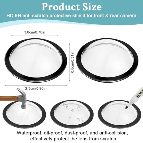 Image of STHIRA 2Pcs Car Camera Lens Protector Cover, HD 9H Anti-Scratch Protective Shield for Front & Rear Parking & 360 Camera Lenses, Waterproof Anti-Fog Camera Guard for Vehicles
