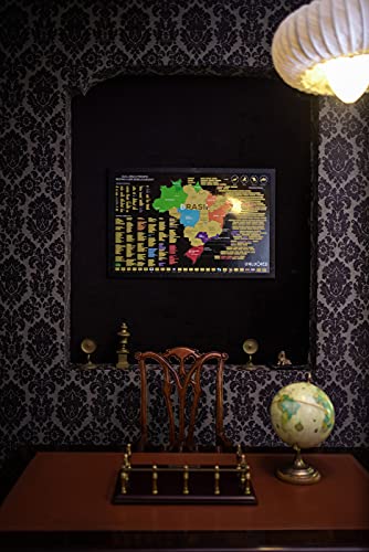 Mapa do Brasil de Raspar 100x66 cm | Unlocked | Com moldura | Scratch off Brazil Map | Mapa Raspadin