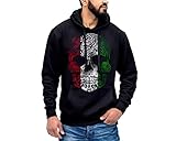TEMIQUI Mexican Flag Eagle Skull Hoodie- Sueter Con Capucha Con Calavera y Aguila De Mexico (Black, X-Large)