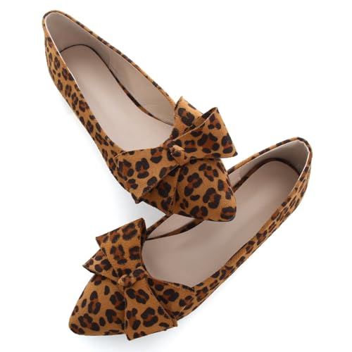 Image of TN TANGNEST Flats Shoes Women Comfort Casual Loafers | Classic Pointed Toe Bowknot Flats Cute Slip On Flats, Wear to Work Travel Walk