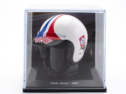 OPO 10 - Reprodução de capacete escala 1/5 do famoso piloto de fórmula 1 da Ferrari F1: Chris Amon - 1967 - CAS28