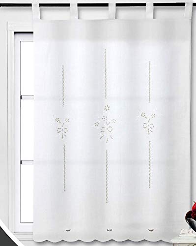 Foren Tex - Cortina, Visillo de Cocina, (M-1020), 150 x 150 cm, Bordad