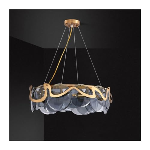 Lustre de luxe en verre anthracite et cristal de style postmoderne scandinave