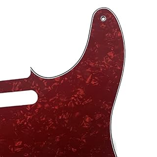 Dopro Pickguard vintage 5 trous pour guitare Fender Telecaster Rouge nacré - Les Beatles, Paul McCartney, John Lennon, RIngo Starr, George Harrison Dopro Pickguard vintage 5 trous pour guitare Fender Telecaster Rouge nacré – Image 3