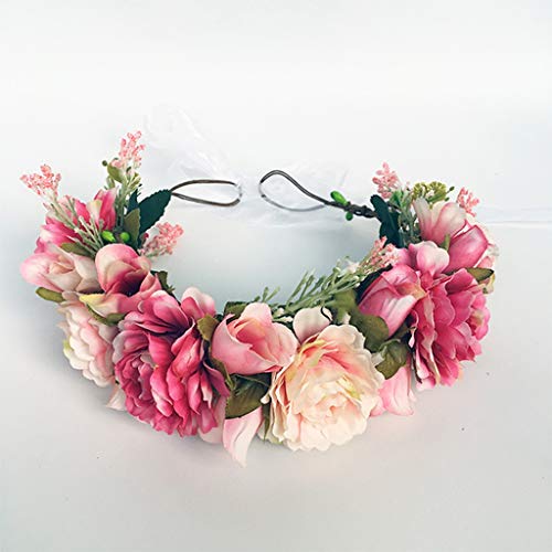 LYM Flower Wreath Girl Wedding Festival Headband Headdress (color : A)