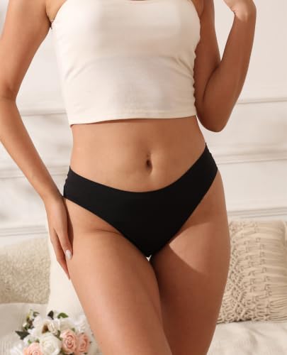 Image of Women's Seamless Underwear Stretch Bikini Panties No Show Invisible Hipster XS to 3XL 6 Pack