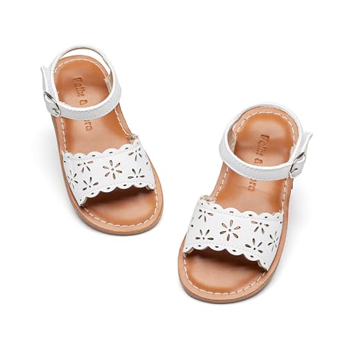Image of Felix & Flora Toddler Girl Sandals - Little Girl Easter Dress Shoes Lightweight Open Toe Beach Holiday Flats