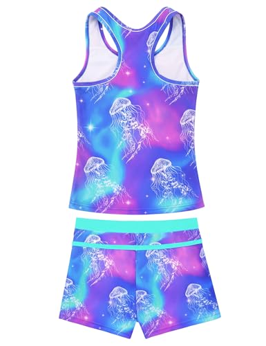 Image of Girls Swimsuits 2 Piece Summer Boyshort Bathing Suit Rash Guard Swimwear for Kids Child Beach with Sun Protection