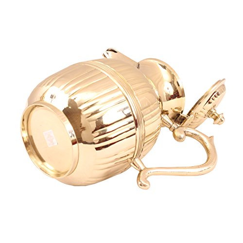Image of INDIAN ART VILLA Brass Barrel Design Carafes with Lid, 1250 ml for Storage & Serving Water - Home Decor Gold Accent