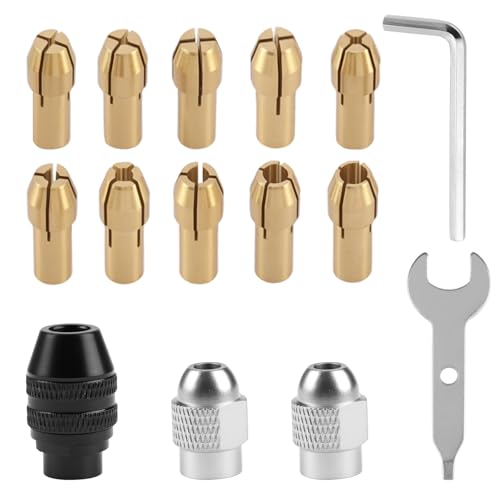 15 Pièces Mandrin Dremel pour 4486 4485,Petit Mandrin Perceuse, Adaptateur Embout Accessoires Dremel Forets de Meulage en Laiton de 0,3 mm à 3,2 mm pour 4250,4000,3000, 300, 200, 100, 8200