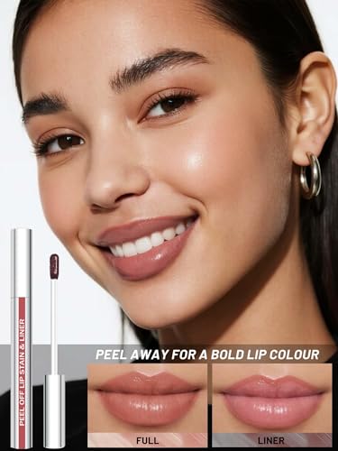 Image of Lip Stain Peel Off Lip Liner Stain with Tweezer, Long Lasting Matte Lip Tint Tattoo, Highly Pigmented Color Lip Makeup, Waterproof Lipstick, Transfer-proof Lipstain for Women, Nude