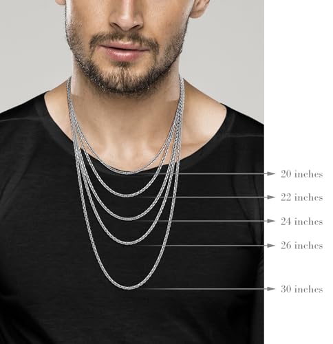 Miabella Solid 925 Sterling Silver Italian 3mm Thick Square Link Open Box Chain Necklace for Men/Made in Italy4