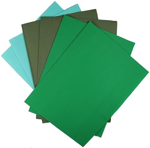 Image of KCS 6 pc of 12 inch x 18 inch(30cmx45cm) 14CT Counted Cotton Aida Cloth Cross Stitch Fabric (Sea Green+Olive +Green)