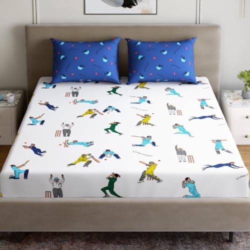 Image of Home Ecstasy 100% Cotton King Bedsheet with 2 Pillow Covers - (Size 87 x 108 inches, 200 TC, Colour - White)